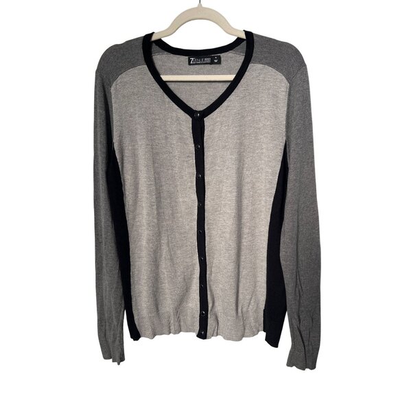 New York and Company 7th Avenue Button Front Cardigan Sweater Size XL Colorblock - Picture 1 of 7